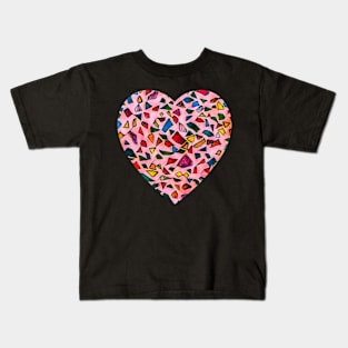 Mosaic love heart sweet pink Kids T-Shirt